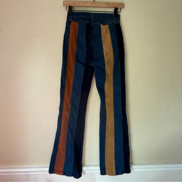 Altar'd State Multicolor Faux Suede Striped Flare Jeans - Picture 5 of 5